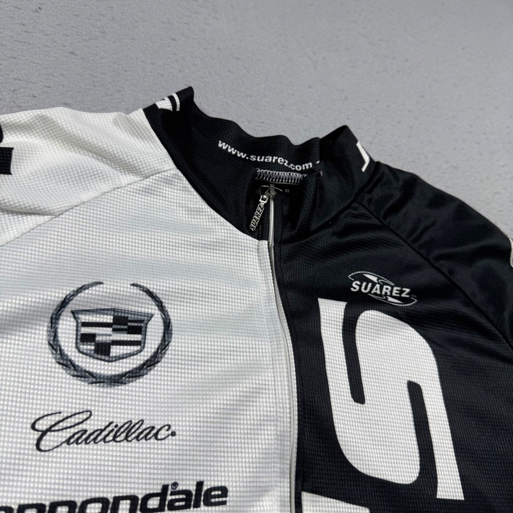 Suarez Jims Racing Cycling Jersey Black White Cadillac Cannondale Kona Mens L